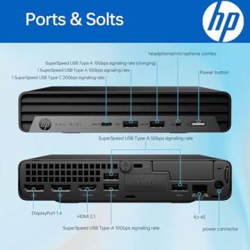 HP ProDesk 400 G9 Mini Business Desktop, 13th Gen Intel 14-Core i5-13500T (Beat i7-12700), 16GB RAM, 512GB PCIe SSD, Wi-Fi 6, HDMI, DP, Support 3-Monitor 4K, Wired Keyboard and Mouse, Windows 11 Pro
