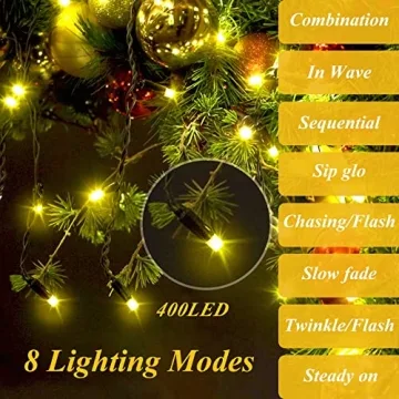 aneeway 400 LED Christmas Lights with 8 Modes