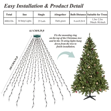 aneeway 400 LED Christmas Lights with 8 Modes