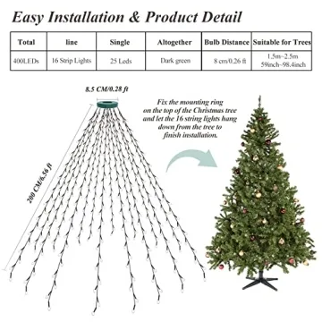 aneeway 400 LED Christmas Lights with 8 Modes