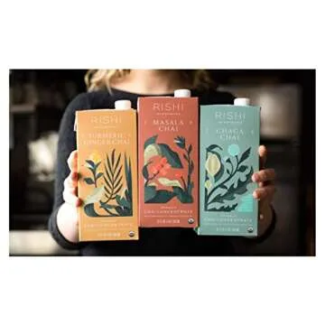 Rishi Tea Masala Chai Latte - Organic Black Tea Concentrate, Easy-to-Serve Hot or Iced Chai Mix - 32 fl oz Carton, 8 Servings (Pack of 12)