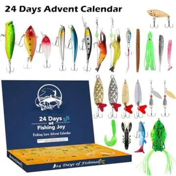 Fishing Lure Advent Calendar 2024 24 Days of Fishing Bait Christmas Advent Calendar 2024 Fishing Gift for Fishermen Adult Teen Boys Mystery Tackle Box Surprise Countdown