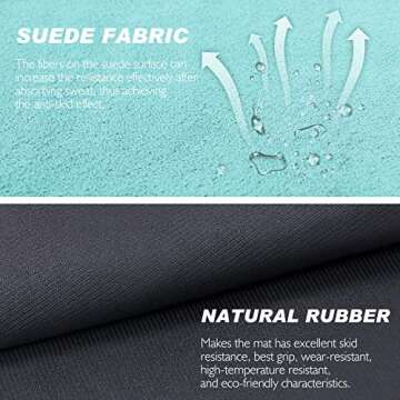 Travel Yoga Mat - Foldable 1/16 Inch Thin Hot Yoga Mat, Sweat Absorbent Anti Slip, High-Grade Natural Suede for Travel, Yoga and Pilates, Coming with Carrying Bag