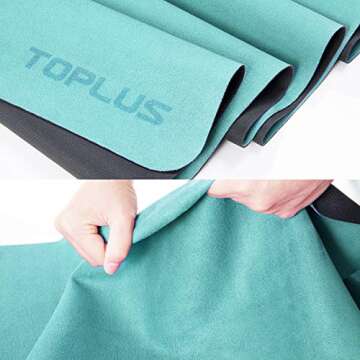 Travel Yoga Mat - Foldable 1/16 Inch Thin Hot Yoga Mat, Sweat Absorbent Anti Slip, High-Grade Natural Suede for Travel, Yoga and Pilates, Coming with Carrying Bag