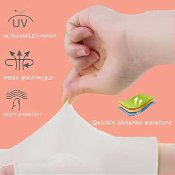 COOSLIM Anti UV Gloves for Gel Nail Lamp, UPF50+ Protection Gloves for Manicures, UV Sun Protection Gloves for Women-White