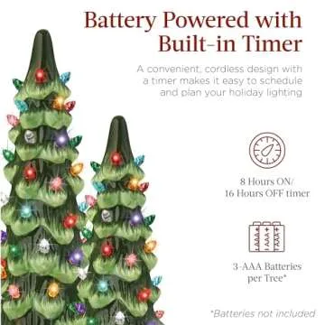 Set of 3 Ceramic Christmas Trees with LED Lights