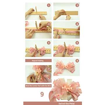 WITBASS Extended Bow Maker for Ribbon with Digital Sign, Bow Making Tool for Ribbon Crafts DIY Decoration for Christmas,Valentine's Day,Easter，Holiday Bow/Wreaths