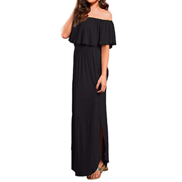 VERABENDI Women's Off Shoulder Summer Casual Maxi Dress