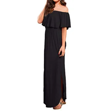 VERABENDI Women's Off Shoulder Summer Casual Maxi Dress