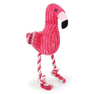 Tough Plush Dog Toy, Knot Flamingo Squeaky Toys for Dogs DT060 Flamingo