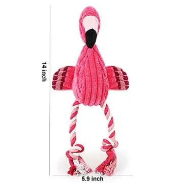 Tough Plush Dog Toy, Knot Flamingo Squeaky Toys for Dogs DT060 Flamingo