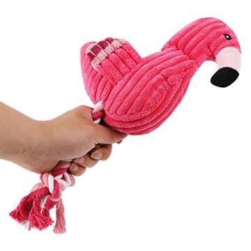Tough Plush Dog Toy, Knot Flamingo Squeaky Toys for Dogs DT060 Flamingo