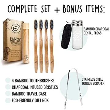 Eco-Friendly LEAFICO Bamboo Toothbrush Set - Natural Whitening Gift