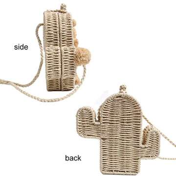 Women Straw Bag Crossbody Small Cactus Summer Beach Weave Shoulder Bag