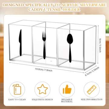Suzile Acrylic Cutlery Storage Organizer Bin Clear Silverware Caddy Countertop Knife Spoon and Fork ...