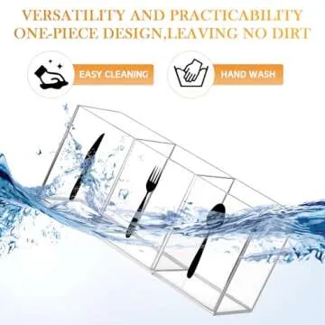 Suzile Acrylic Cutlery Storage Organizer Bin Clear Silverware Caddy Countertop Knife Spoon and Fork Holder Kitchen 3 Section Tableware Storage Box for Cabinet Indoor Outdoor Home Flatware Dining Room