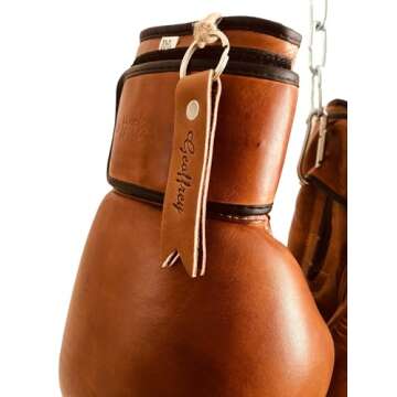 12oz PRO Version Boxing Gloves | TAN Leather Vintage MMA Training | Retro by GEOFFREY