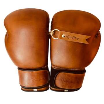 12oz PRO Version Boxing Gloves | TAN Leather Vintage MMA Training | Retro by GEOFFREY
