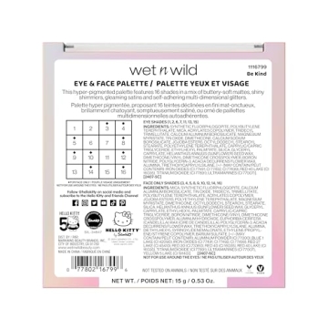 wet n wild Hello Kitty Eye & Face Palette, 2 Bold Richly Pigmented Palettes, Multi-Functional Buildable and Blendable Formula, Cruelty-Free & Vegan - Be Kind