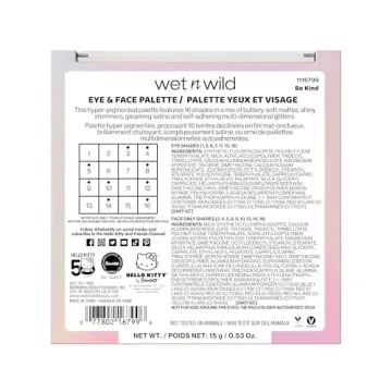 wet n wild Hello Kitty Eye & Face Palette, 2 Bold Richly Pigmented Palettes, Multi-Functional Buildable and Blendable Formula, Cruelty-Free & Vegan - Be Kind