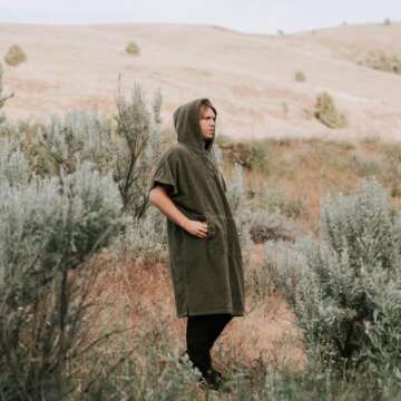 Slowtide Extra Warm Towel Poncho, Change Privately in Public, Includes Kangaroo Pouch & Double Layer Woven Hood (Large - Extra Large, Digs Green)