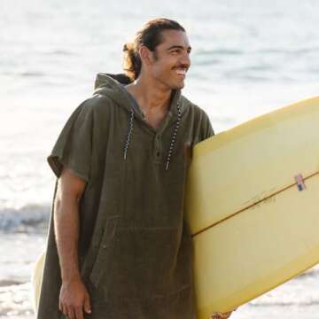 Slowtide Extra Warm Towel Poncho, Change Privately in Public, Includes Kangaroo Pouch & Double Layer Woven Hood (Large - Extra Large, Digs Green)