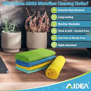 AIDEA Microfiber Cleaning Cloths, 50PK, Microfiber Towels for Cars, All Purpose Cleaning Rags, Microfiber Rags for House, Dusting Cloth for Kitchen, Car, Window, 12"×12"