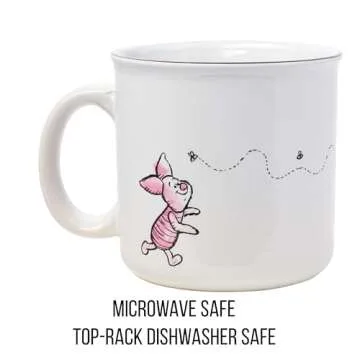 Silver Buffalo Disney Winnie the Pooh But First Hunny Honey Featuring Piglet Ceramic Camper Mug, 20 Ounces