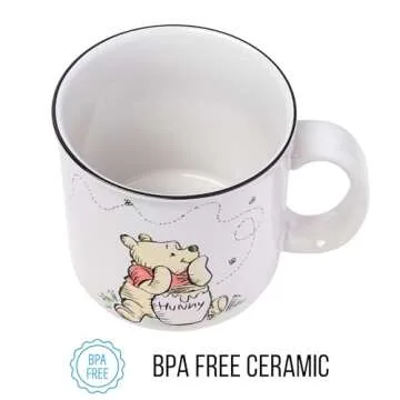 Silver Buffalo Disney Winnie the Pooh But First Hunny Honey Featuring Piglet Ceramic Camper Mug, 20 Ounces