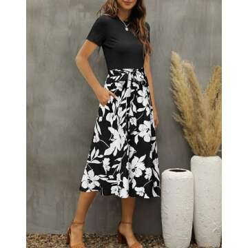 Zattcas Women 2025 Summer Dress Short Sleeve Ribbed Teacher Church Modest Business Casual Work Outfi...