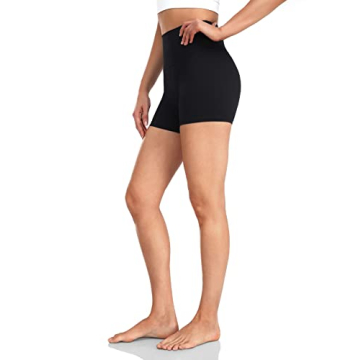 HeyNuts Women's Buttery Soft Biker Shorts 4'' Black S(4/6)