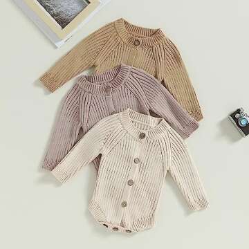 Mubineo Infant Baby Girl Boy Fall Winter Thick Knit One Piece Outfit Romper Jumpsuit Sweater Outwear