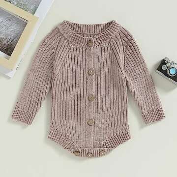 Mubineo Infant Baby Girl Boy Fall Winter Thick Knit One Piece Outfit Romper Jumpsuit Sweater Outwear
