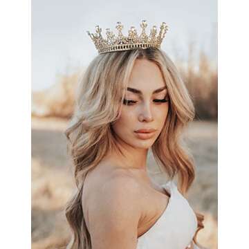 SWEETV Gold Queen Crown - Perfect for Weddings & Celebrations