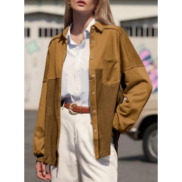 Stylish SHEWIN Women's Waffle Knit Shacket for Fall Fashion