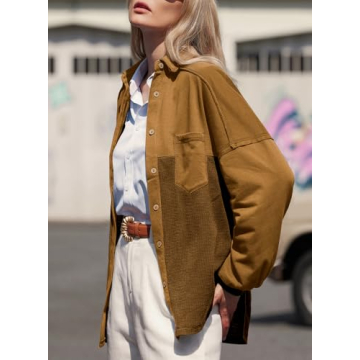 Stylish SHEWIN Women's Waffle Knit Shacket for Fall Fashion