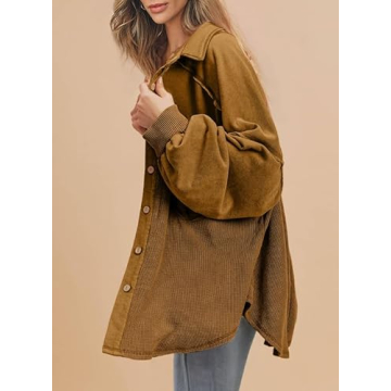 Stylish SHEWIN Women's Waffle Knit Shacket for Fall Fashion