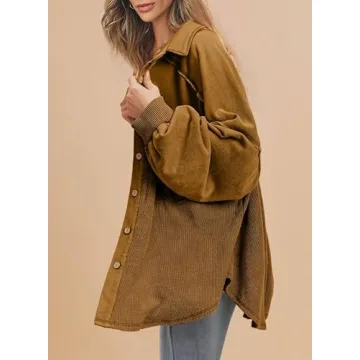 Stylish SHEWIN Women's Waffle Knit Shacket for Fall Fashion