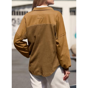 Stylish SHEWIN Women's Waffle Knit Shacket for Fall Fashion