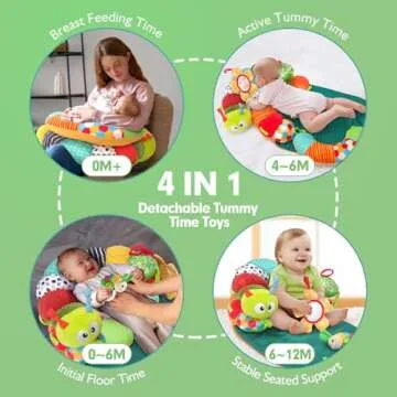 hahaland Upgraded Tummy Time Toys - 4 in 1 Tummy Time Pillow & Baby Sitting Support for Newborn Infa...
