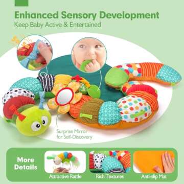 hahaland Upgraded Tummy Time Toys - 4 in 1 Tummy Time Pillow & Baby Sitting Support for Newborn Infant Baby 0-3 Months Early Development Detachable Teether Rattle Sensory Play for 0 3 6 9 12 Months