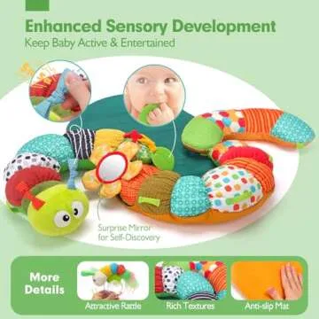 hahaland Upgraded Tummy Time Toys - 4 in 1 Tummy Time Pillow & Baby Sitting Support for Newborn Infant Baby 0-3 Months Early Development Detachable Teether Rattle Sensory Play for 0 3 6 9 12 Months