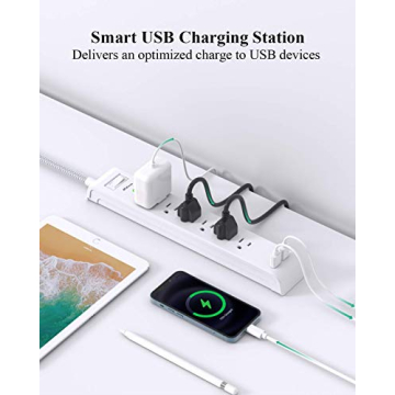 2 Pack Power Strip with USB & Surge Protection