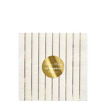 Meri Meri Gold Stripe Napkins: Elegant Disposable Party Napkins (Pack of 16)