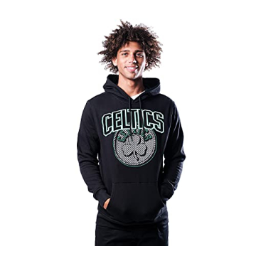 Ultra Game NBA Boston Celtics Men's Fleece Hoodie Pullover Sweatshirt Primo Metallic, Large, Black