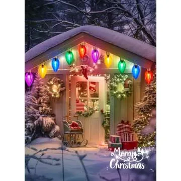 Minetom 2 Pack Super Jumbo Christmas String Lights or Pathway Marker Lights, Outdoor Xmas Decorations, 11Ft 5 LED Jumbo C9 Hanging Light Waterproof Lawn Dec for Holiday Home Tree Roof Yard, Multicolor