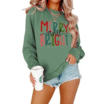MODNTOGA Women's Merry and Bright Crewneck Sweatshirt - Cozy Holiday Apparel
