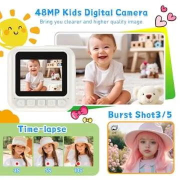 Instant Print Camera for Kids, 3-12 Year Old Girls Boys Gifts, 1080P Video Children Digital Camera with 32GB Card, Kids Christmas Birthday Gifts Toddler Photo Camera Toys for Age 3 4 5 6 7 8 9 White
