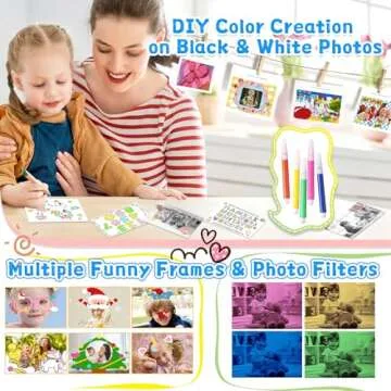 Instant Print Camera for Kids, 3-12 Year Old Girls Boys Gifts, 1080P Video Children Digital Camera with 32GB Card, Kids Christmas Birthday Gifts Toddler Photo Camera Toys for Age 3 4 5 6 7 8 9 White