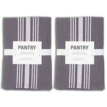 KAF Home Soho Kitchen Dish Towel Set of 10 | 18 x 28 Inch Tea Towels | Soft and Absorbent Mixed Set of Flat Towels (Charcoal)